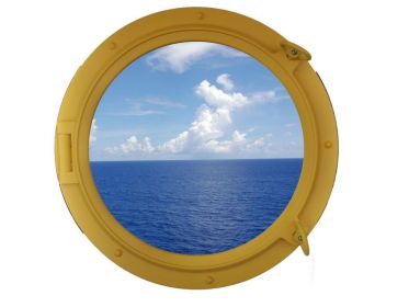 Yellow Decorative Ship Porthole Window 24""