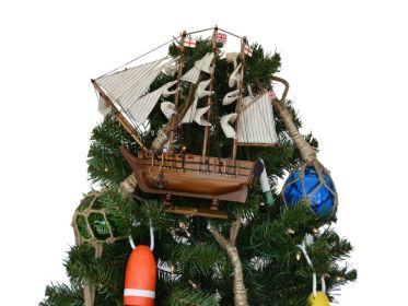 Wooden Charles Darwin's HMS Beagle Model Ship Christmas Tree Topper Decoration