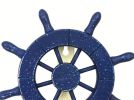 Rustic All Dark Blue Decorative Ship Wheel with Hook 8&quot;