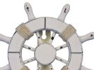 Rustic All White Decorative Ship Wheel with Hook 8&quot;