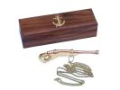 Solid Brass/Copper Boatswain (Bosun) Whistle w Rosewood Box 5""