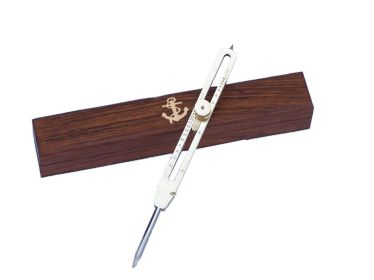 Brass Drafting Compass with Rosewood Box 9""