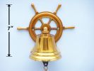 Brass Plated Hanging Ship Wheel Bell 7""