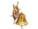 Brass Plated Hanging Ship Wheel Bell 7""