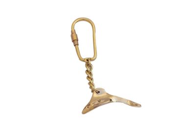 Solid Brass Dolphin Key Chain 4""