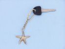 Solid Brass Starfish Key Chain 5""