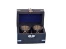 Brushed Nickel Anchor Shot Glasses With Rosewood Box 4"" - Set of 2