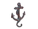 Rustic Red Whitewashed Cast Iron Anchor Hook 5""