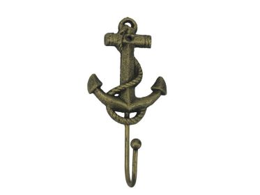 Rustic Gold Cast Iron Anchor Hook 7""