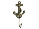 Rustic Gold Cast Iron Anchor Hook 7""