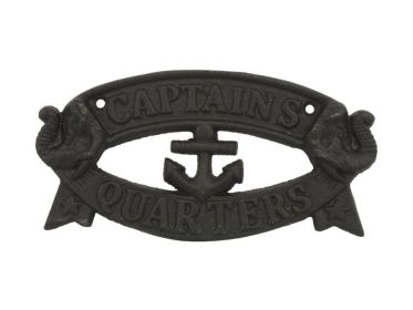 Rustic Black Cast Iron Captains Quarters Sign 8""