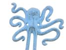 Rustic Dark Blue Whitewashed Cast Iron Decorative Wall Mounted Octopus Hooks 6""