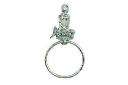 Antique Bronze Cast Iron Mermaid Towel Holder 8.5""