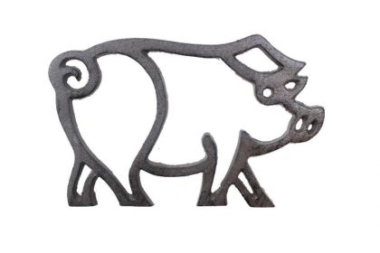 Cast Iron Pig Shaped Trivet 8""