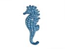 Rustic Light Blue Whitewashed Cast Iron Seahorse Hook 5""