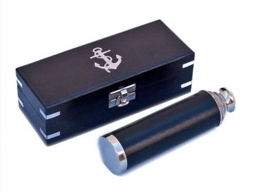 Deluxe Class Captain's Chrome - Leather Spyglass Telescope 14"" with Black Rosewood Box