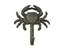 Antique Seaworn Bronze Cast Iron Wall Mounted Crab Hook 5""