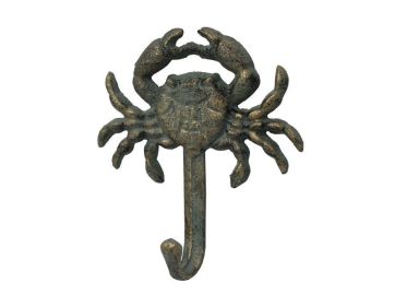 Antique Seaworn Bronze Cast Iron Wall Mounted Crab Hook 5""