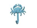 Rustic Blue Whitewashed Cast Iron Wall Mounted Crab Hook 5""