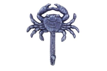 Rustic Dark Blue Cast Iron Wall Mounted Crab Hook 5""