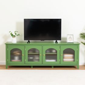 71-inchstylishTVcabinet Entertainment CenterTV stand,TVConsoleTable, Media Console,solidwood frame,Changhong glass door,Metal handle,antique green