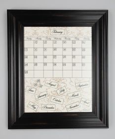 Organizer, Dry Erase Calendar Board Framed Black Medium Contrast Home and Office organization