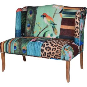 Vesta Bird Collage Print Settee, Multicolor