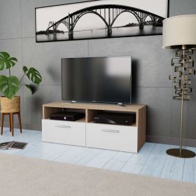 TV Stand Engineered Wood 37.4"x13.8"x14.2" Oak and White