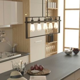 5-Lights Pendant Lamp with Iron Square Lamp Shade