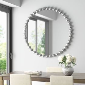 Beaded Round Wall Mirror 36"D