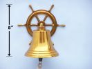 Brass Plated Hanging Ship Wheel Bell 8""