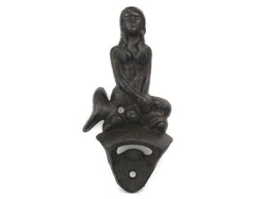 Cast Iron Wall Mounted Mermaid Bottle Opener 6""