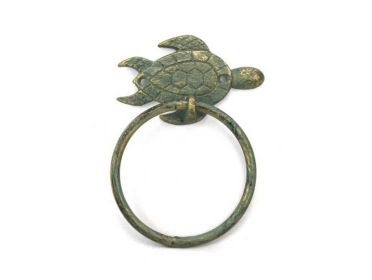 Antique Bronze Cast Iron Sea Turtle Towel Holder 7""