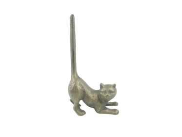 Antique Bronze Cast Iron Cat Extra Toilet Paper Stand 10""