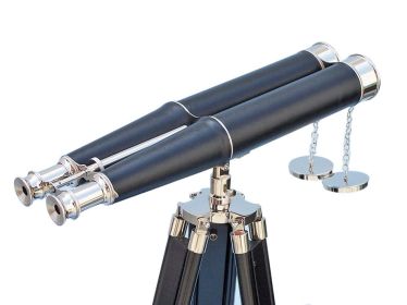 Floor Standing Admiral's Chrome/Leather Binoculars on stand 62""