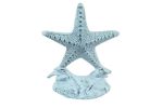 Dark Blue Whitewashed Cast Iron Starfish Door Stopper 11""