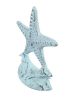 Dark Blue Whitewashed Cast Iron Starfish Door Stopper 11""