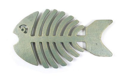 Antique Seaworn Bronze Cast Iron Fish Bone Trivet 11""