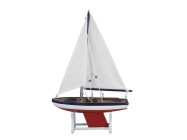 Wooden Decorative American Model Sailboat 12""