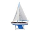 Wooden Decorative Sailboat 12"" - Light Blue Sailboat Model