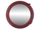 Dark Red Decorative Ship Porthole Mirror 24""