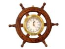 Deluxe Class Wood And Brass Ship Wheel Clock 12""