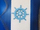 Light Blue Decorative Ship Wheel with Starfish 12""