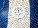 White Decorative Ship Wheel With Sailboat 12""