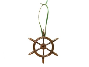 Antique Copper Decorative Ship Wheel Christmas Ornament 6""