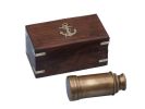 Deluxe Class Scout's Antique Brass Spyglass Telescope 7"" with Rosewood Box