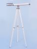 Hampton Collection Chrome with White Leather Griffith Astro Telescope 64""