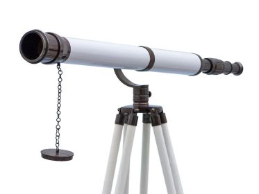 Floor Standing Oil Rubbed Bronze/White Leather Galileo Telescope 65""