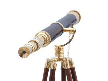 Floor Standing Brass/Leather Galileo Telescope 65""