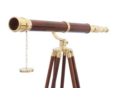 Floor Standing Brass/Wood Galileo Telescope 65""